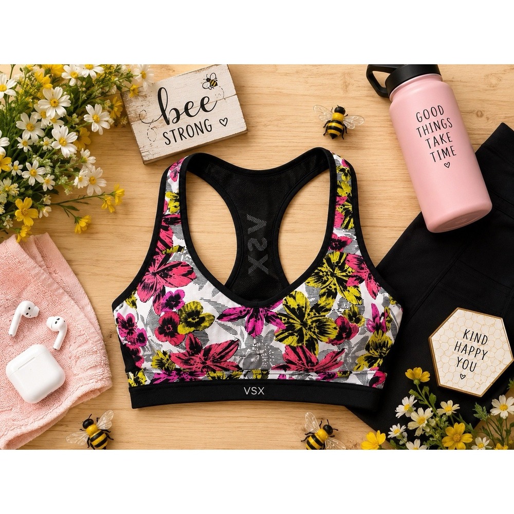 Victoria's Secret VSX Incredible Sports Bra Floral High Support 32C Athleisure
